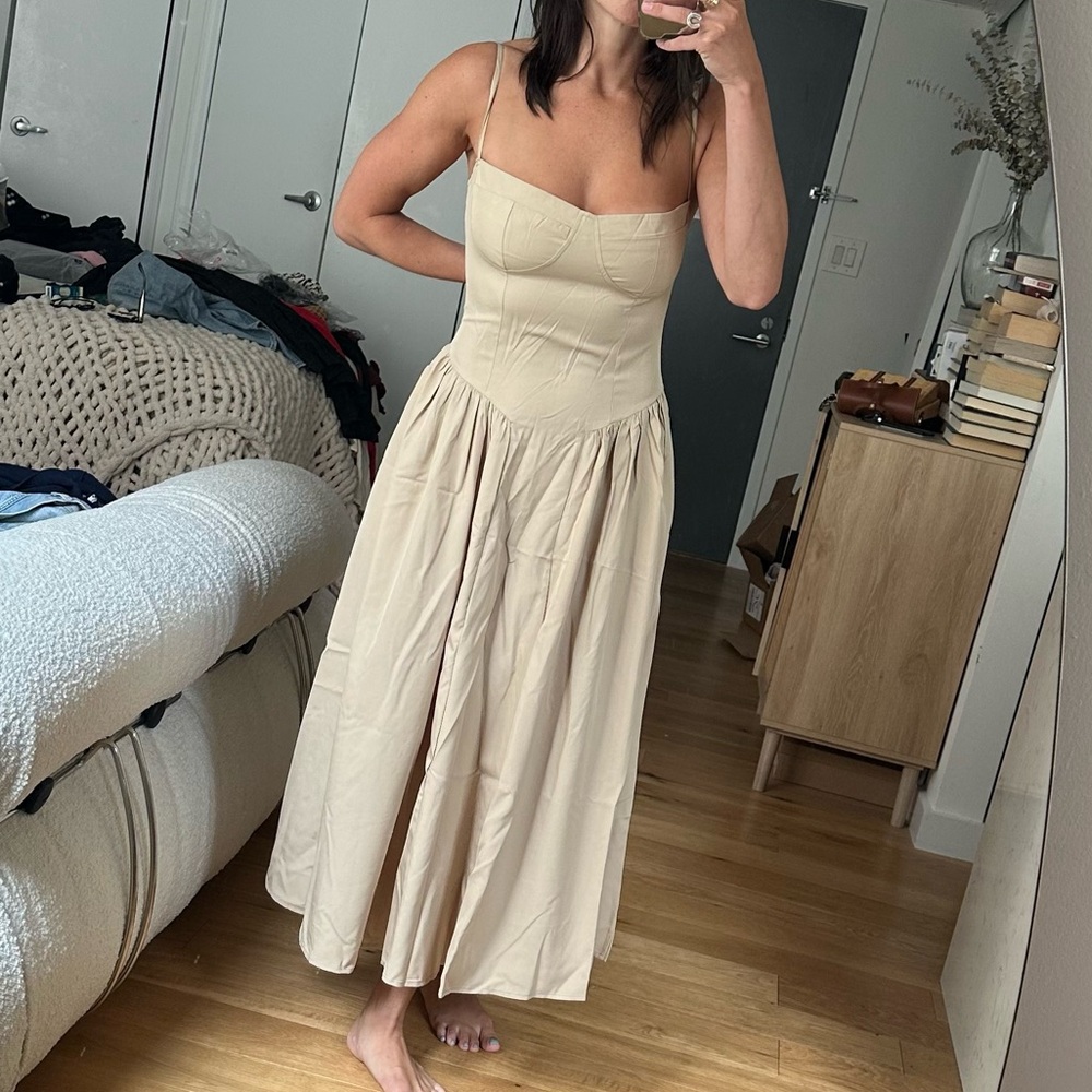 Beige tank midi dress